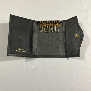 Vintage Buxton Leather Key Holder 6 Hook Organizer Gray Top Grain Cowhide Case